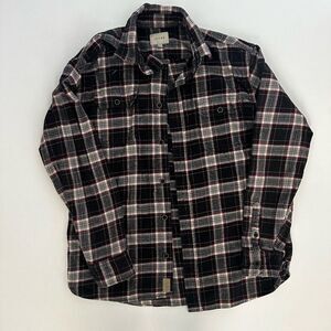 Jachs Mens Flannel Shirt L Thick Heavy Heritage Long Sleeve Button Up Red Black